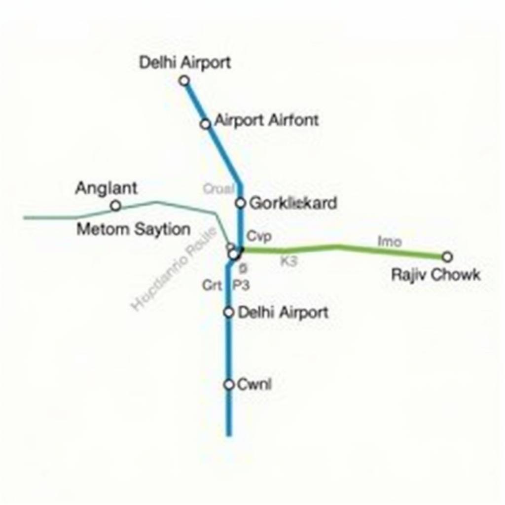 Delhi Airport to Rajiv Chowk Metro Route Map