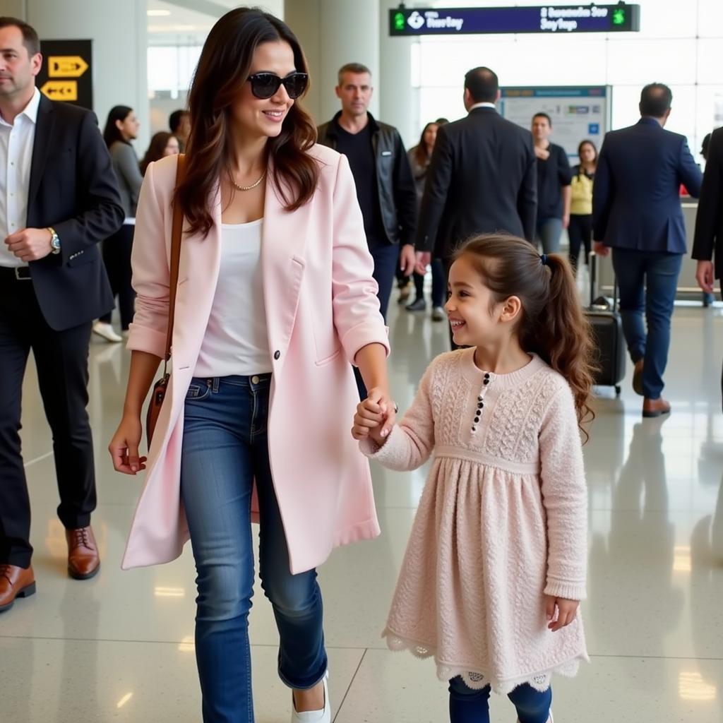 Aishwarya Rai and Aaradhya Bachchan at the Airport