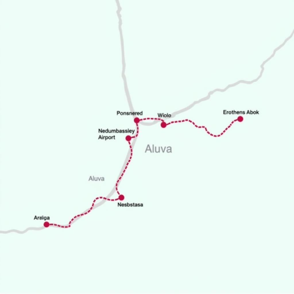 Map showing the distance between Aluva and Nedumbassery Airport