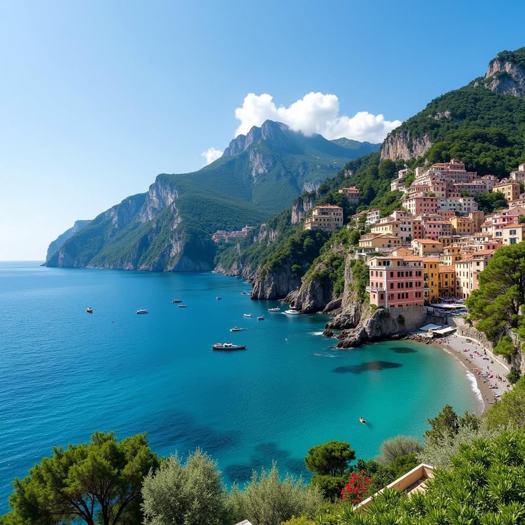 Scenic View of the Amalfi Coast with Picturesque Towns and Azure Waters