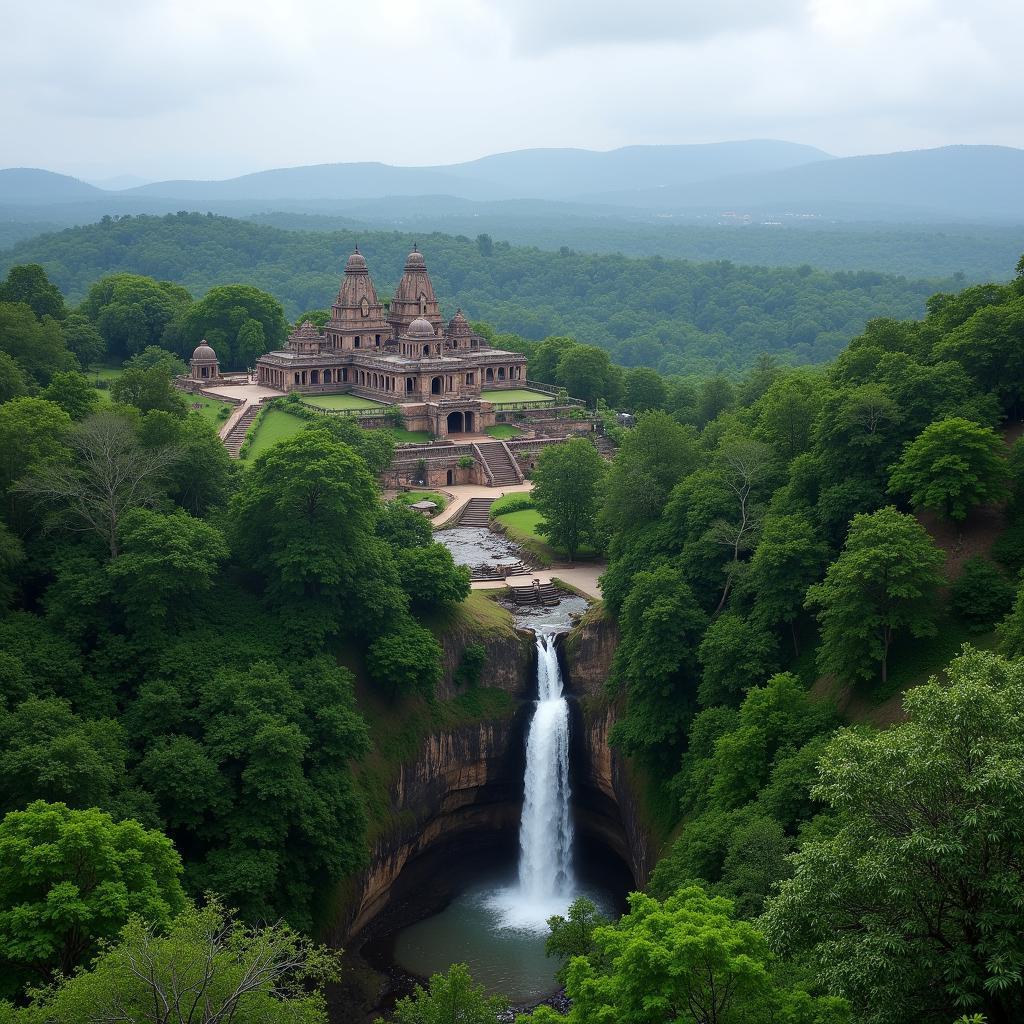 Scenic Landscape of Amarkantak with Temples and Natural Beauty