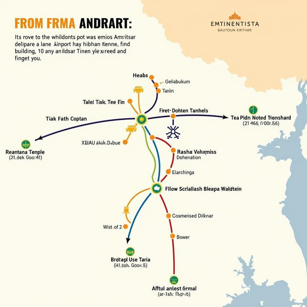 Route Map from Amritsar Airport to Golden Temple - Illustrating different travel options.