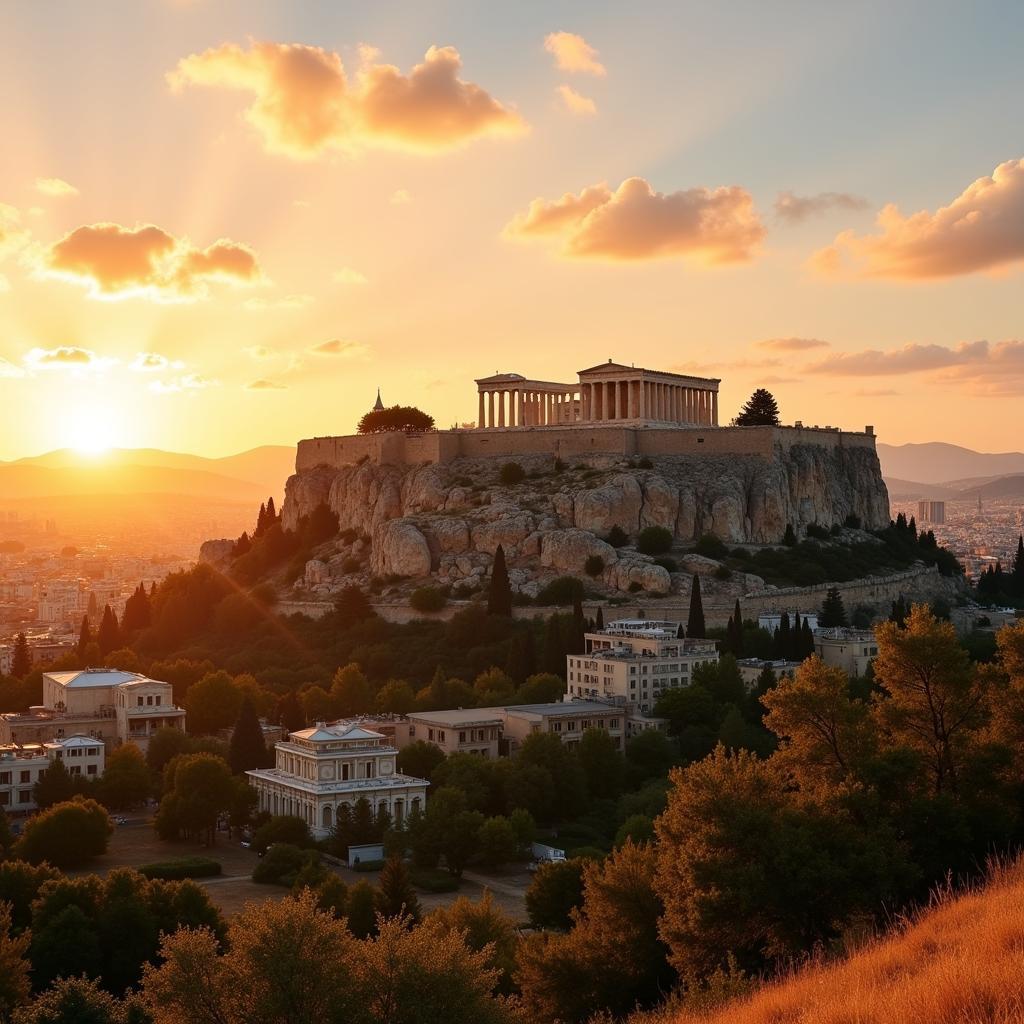 Panoramic View of the Acropolis in Athens