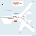 Abu Dhabi Airport Terminal Map Showing Terminals 1 and 3