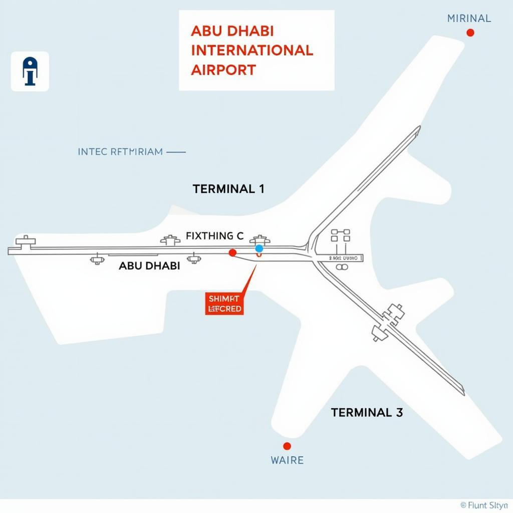 Abu Dhabi Airport Terminal Map Showing Terminals 1 and 3