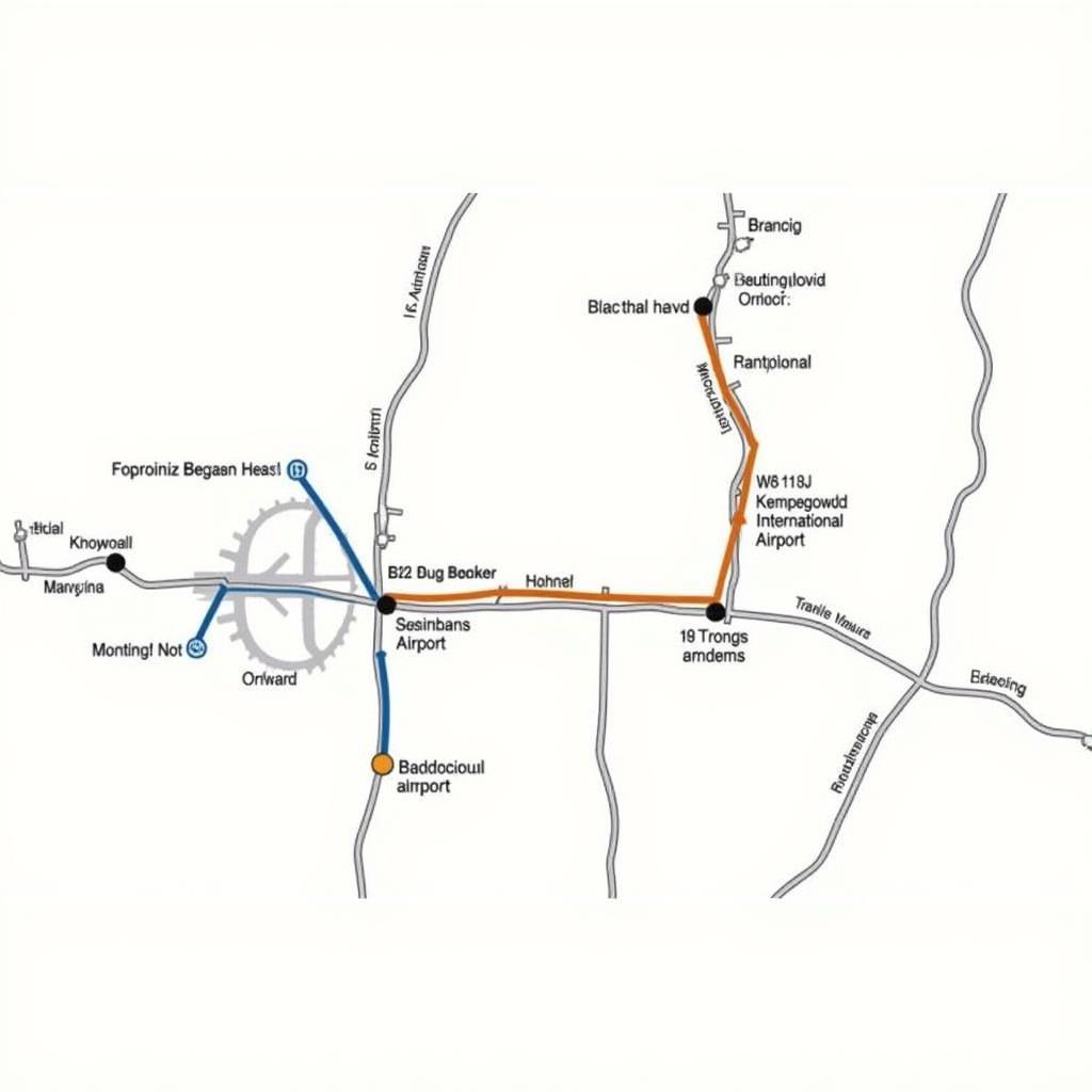 Bangalore Airport Bus Route Map showing various routes and key locations within the city