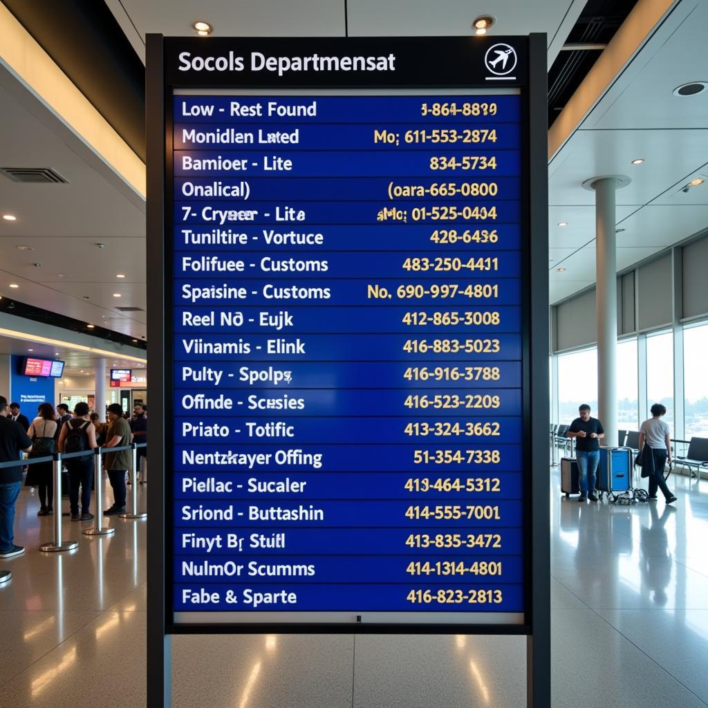 Bangalore Airport Contact Information Board