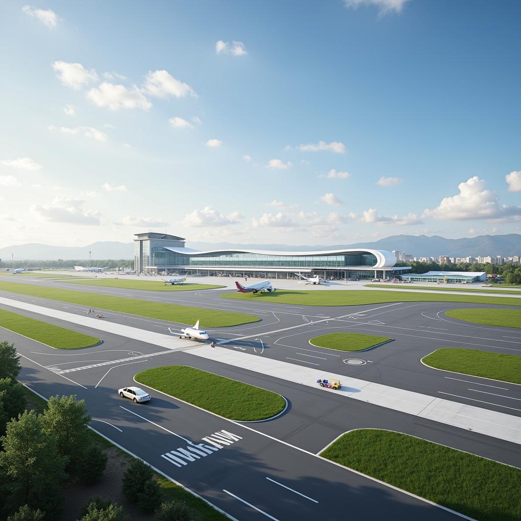 Bangalore Airport Future Expansion: An artist's rendering of the planned expansion, including the second runway and new terminal.