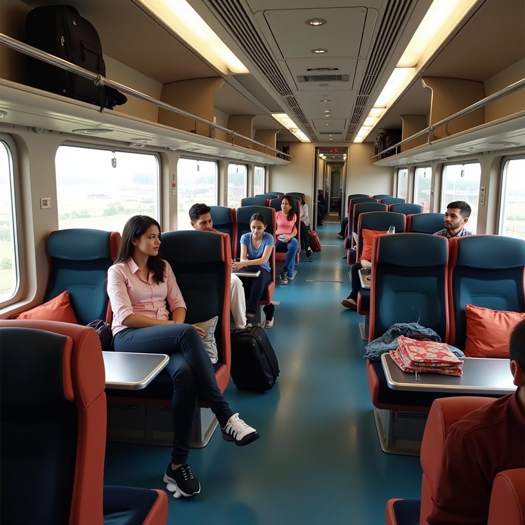 Bangalore Airport Train Interior -  Passengers seated comfortably inside the train