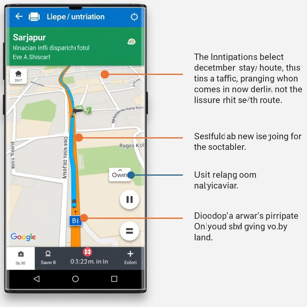 Real-Time Navigation App Showing Traffic Conditions Between Sarjapur and KIA