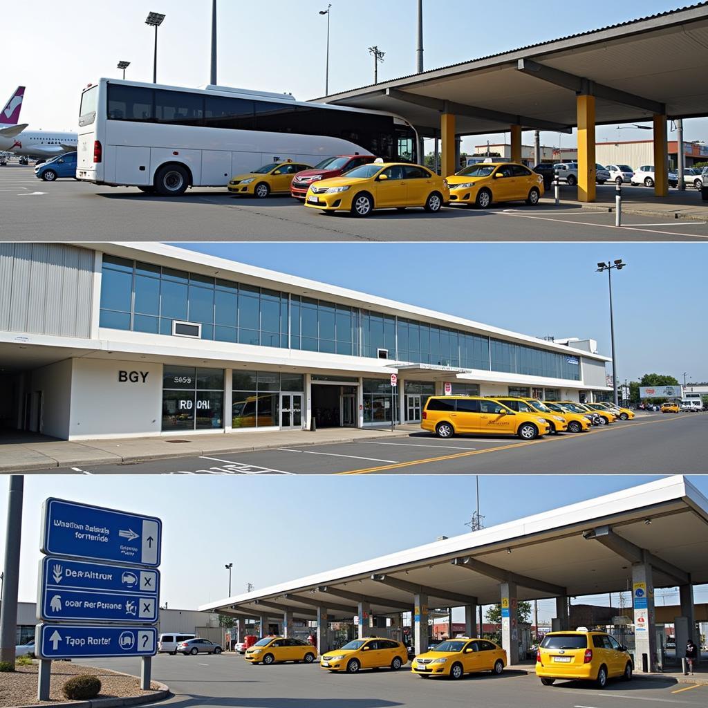 BGY Airport Transportation Options - Various transportation methods available at Il Caravaggio International Airport, including buses, taxis, and car rentals.