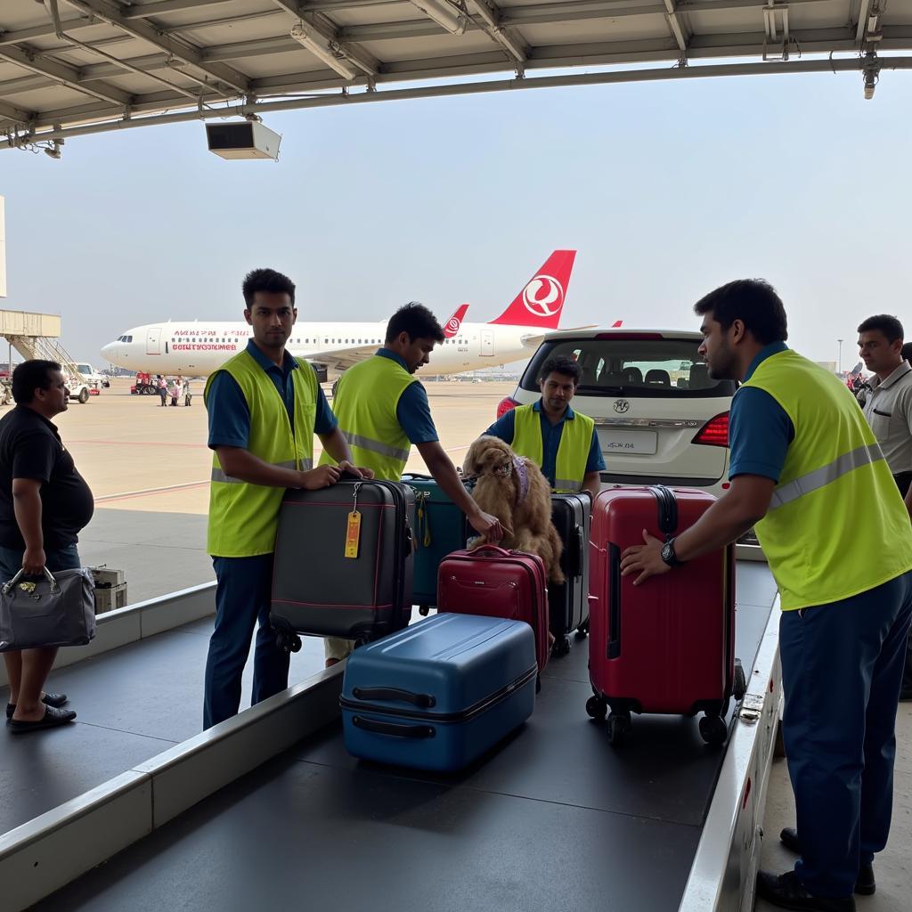 Bhubaneswar Airport Ground Staff Handling Baggage