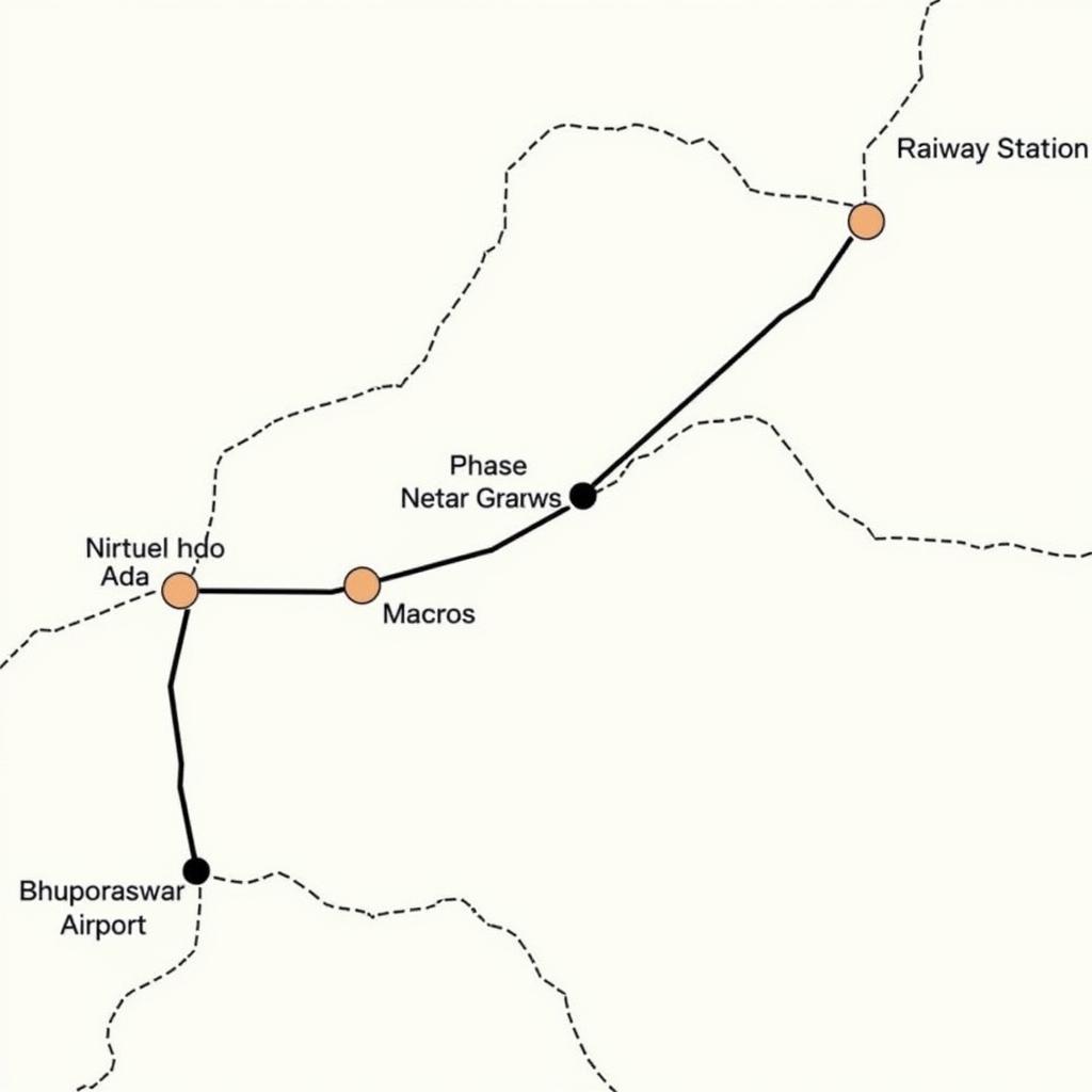 Bhubaneswar Airport and Railway Station Map Showing Distance and Routes