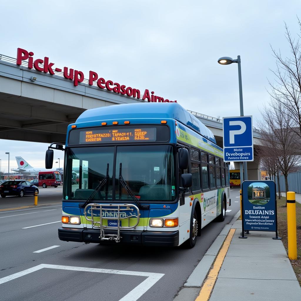 Brampton Transit bus parked at Toronto Pearson International Airport.