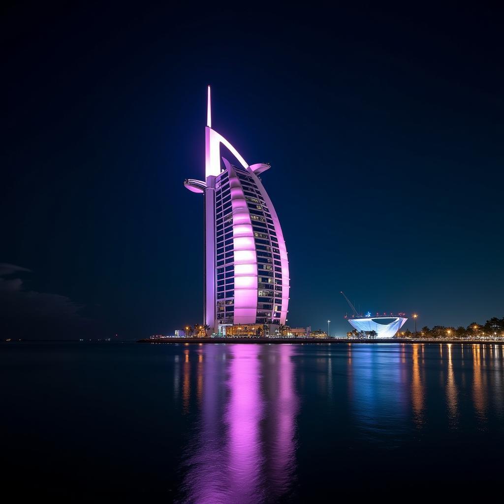 Burj Al Arab Illuminated at Night