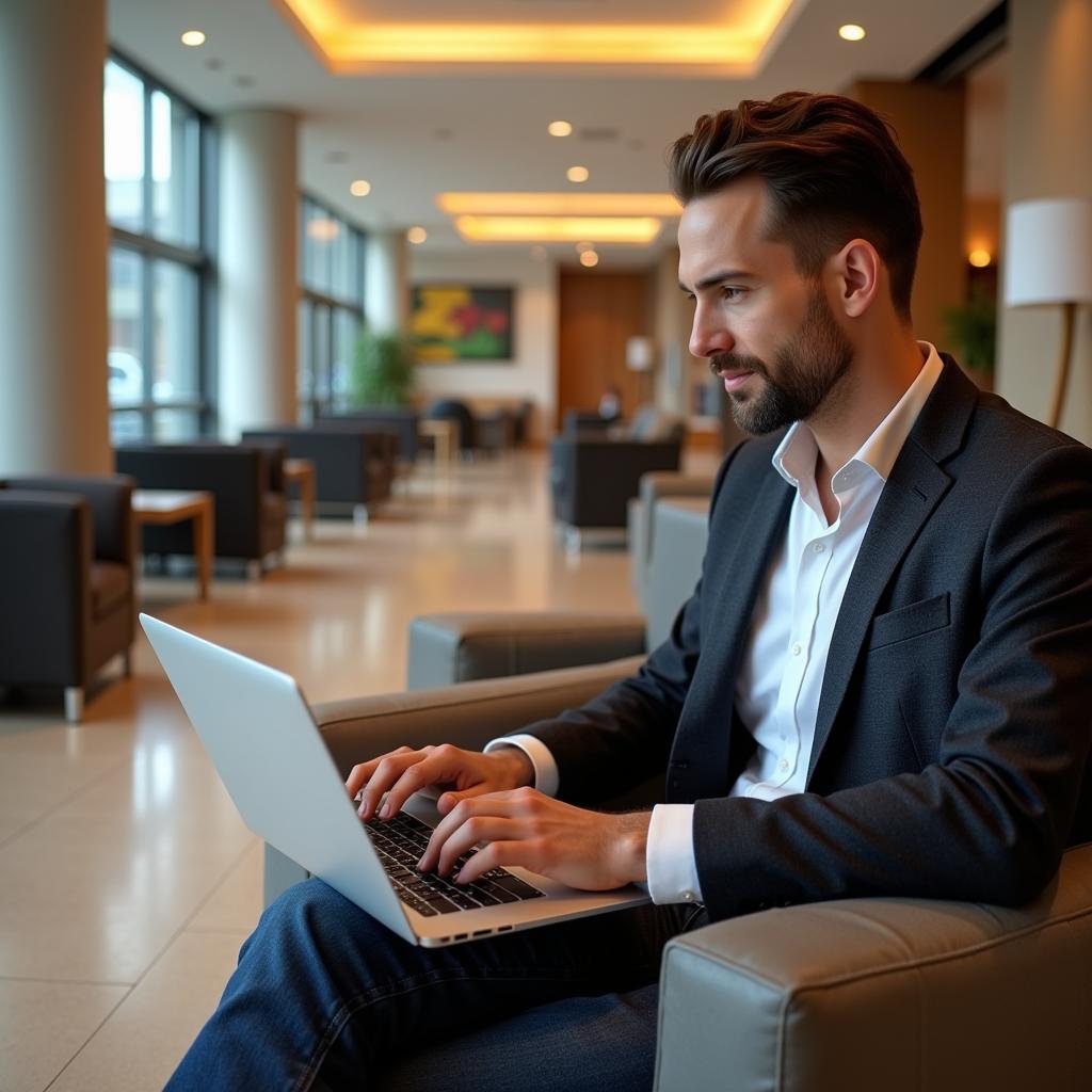 Business Traveler in Hotel Lobby