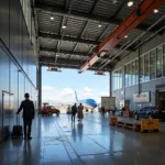 Image of Cape Town International Airport's cargo terminal, highlighting the efficient handling of goods.