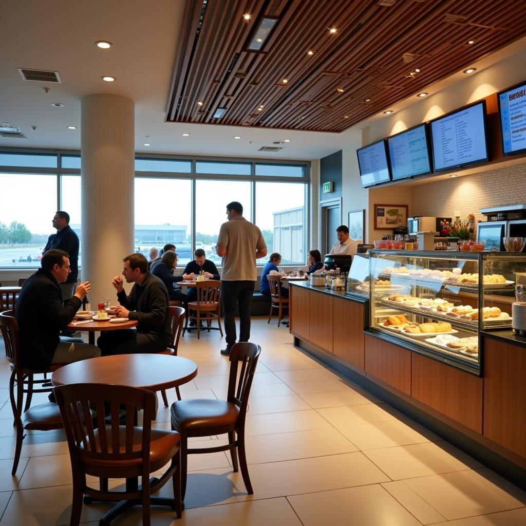 Cardiff Airport Dining: A photo of a restaurant or cafe inside or near the airport, showcasing the available food and dining experience.