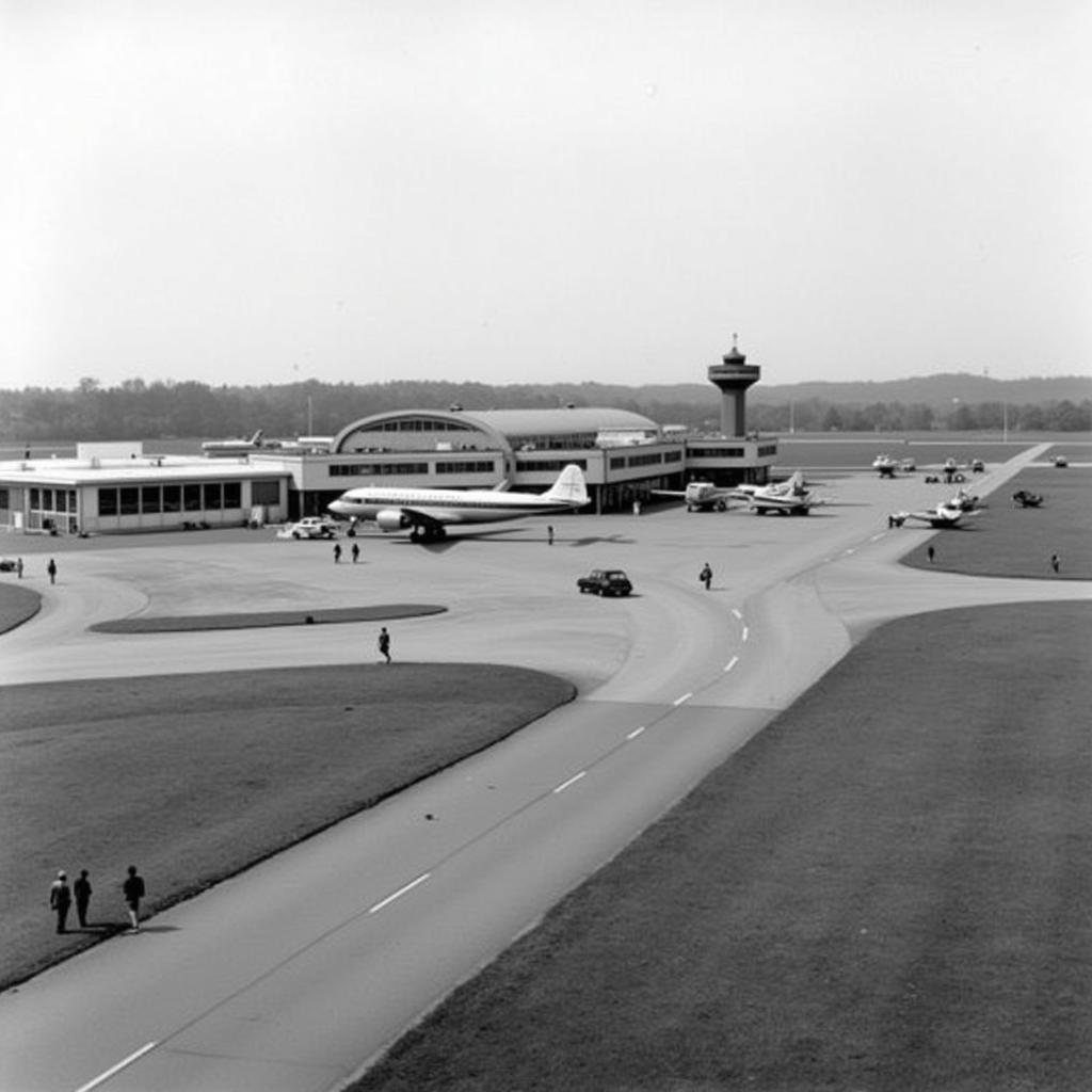 Cardiff Airport Historical Overview: A vintage photo showcasing the early days of Cardiff Airport, highlighting its historical significance and growth over time.