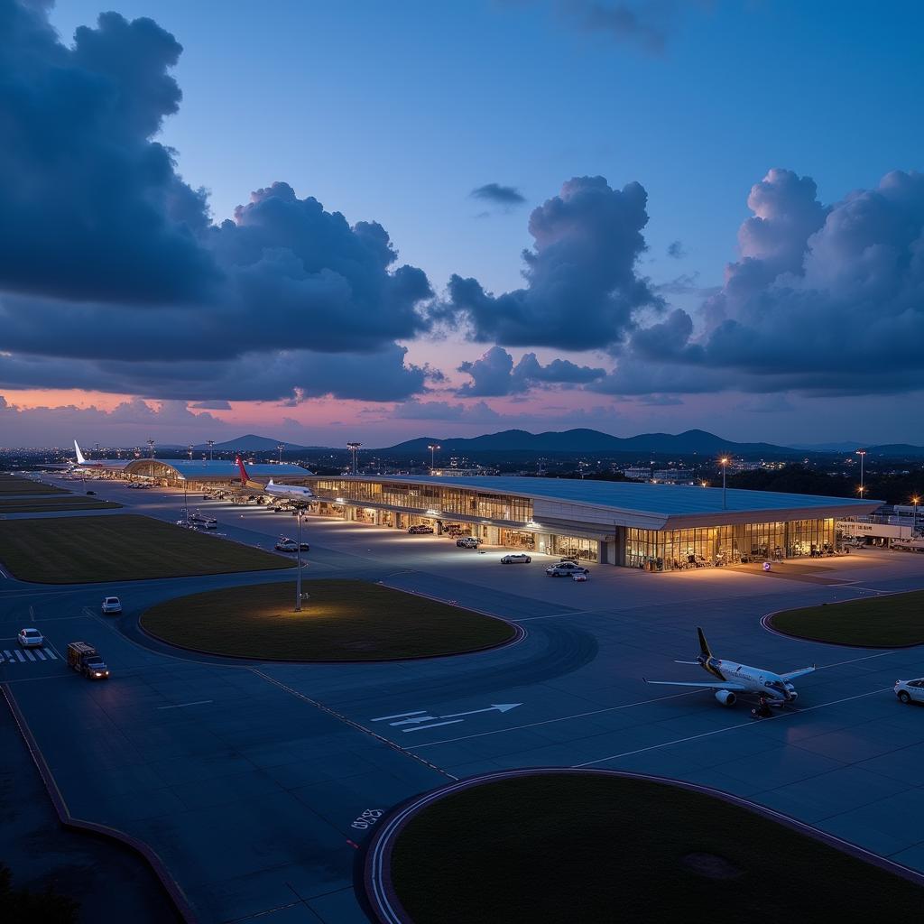 Exterior View of Cebu Airport at Dusk