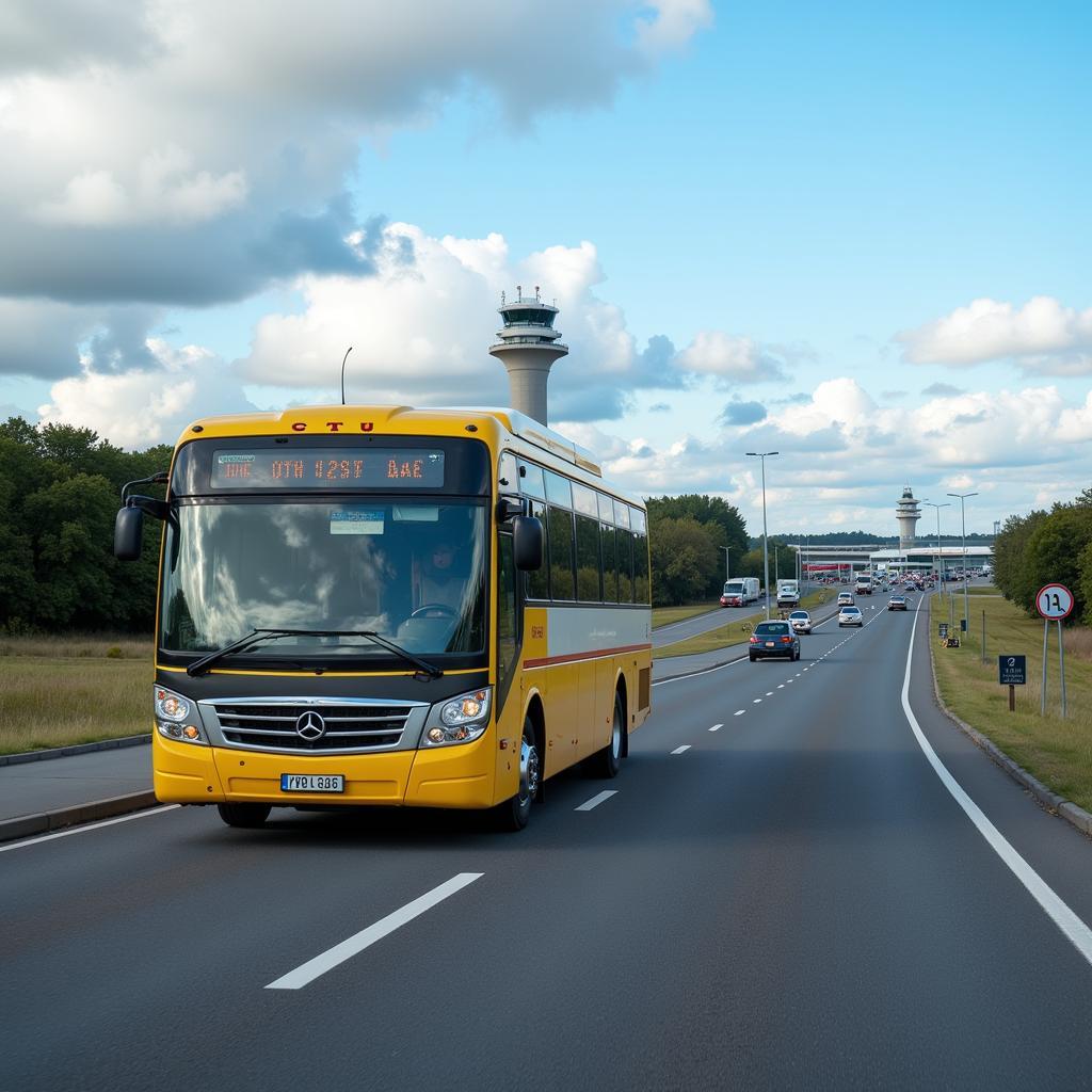 Chandigarh Local Bus on Airport Route: A CTU bus navigating the route from Chandigarh Airport.