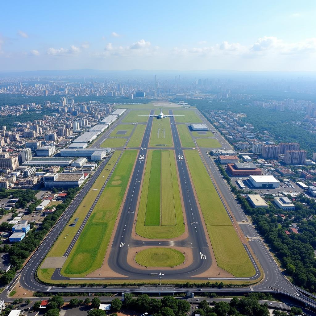 Aerial View of Chennai Airport and Surrounding Area