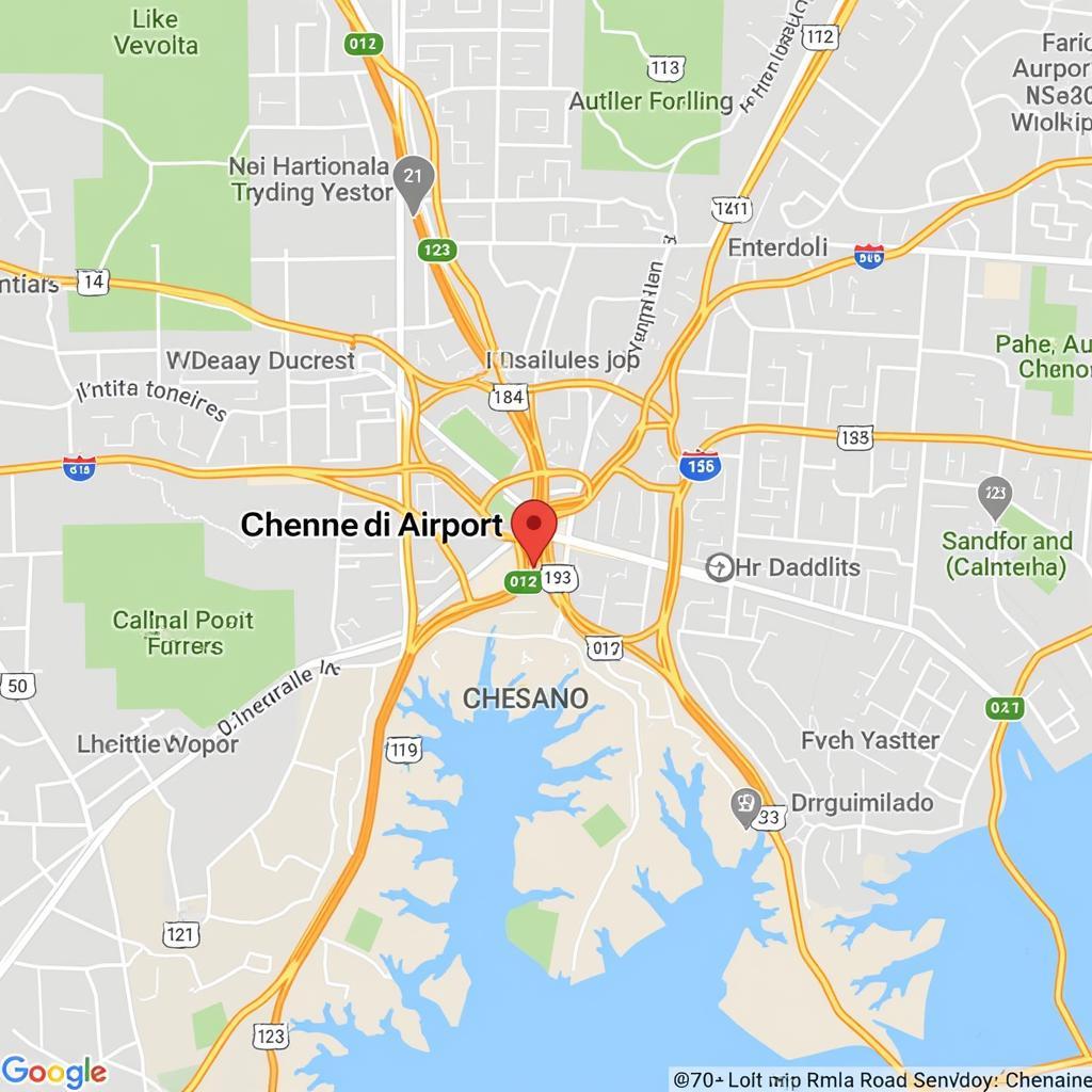 Chennai Airport Location Map on a Detailed City Map