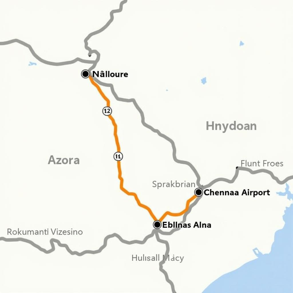 Chennai Airport to Nellore Map Route