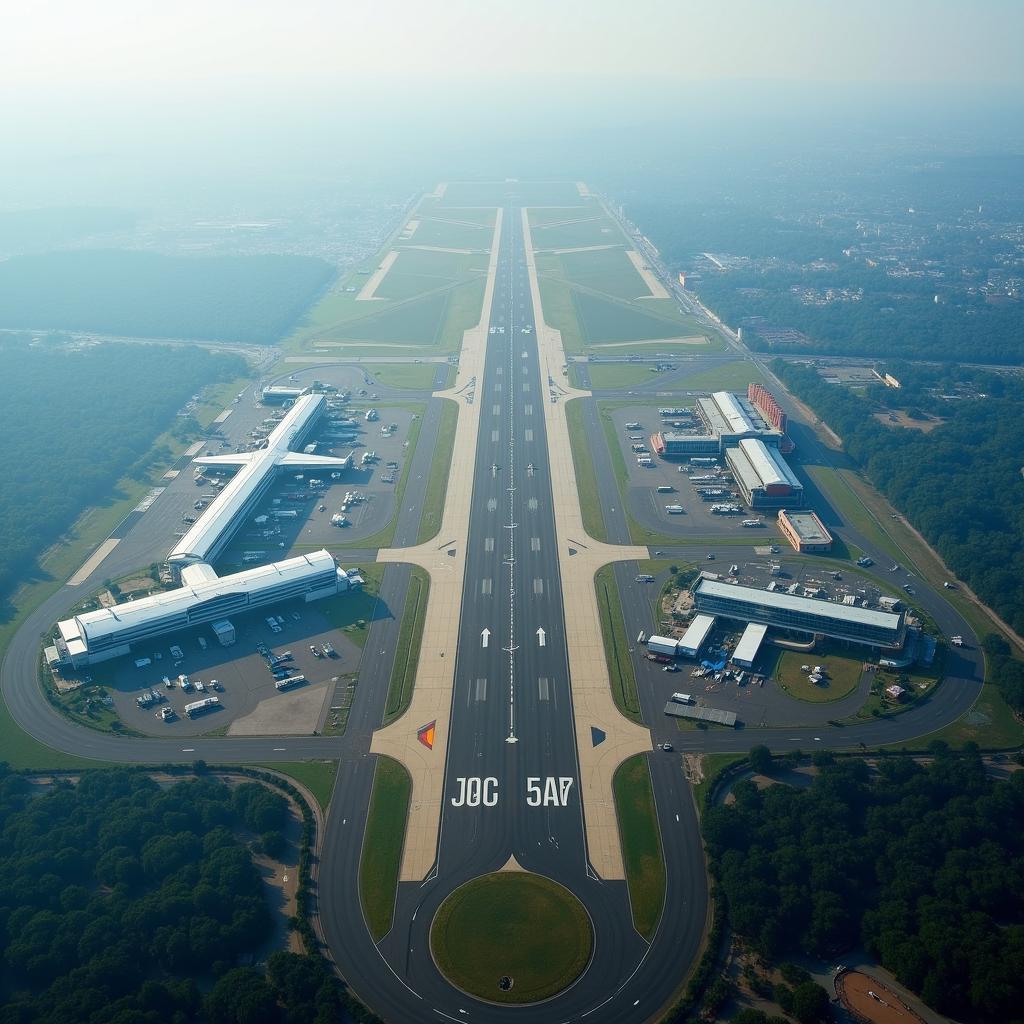 Aerial view of Chhatrapati Shivaji Maharaj International Airport showcasing its vast expanse and modern infrastructure