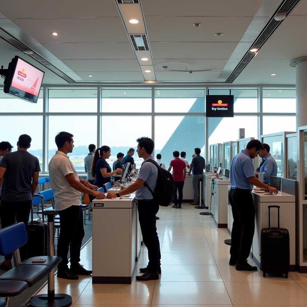 Passengers Checking in at Cochin Domestic Airport