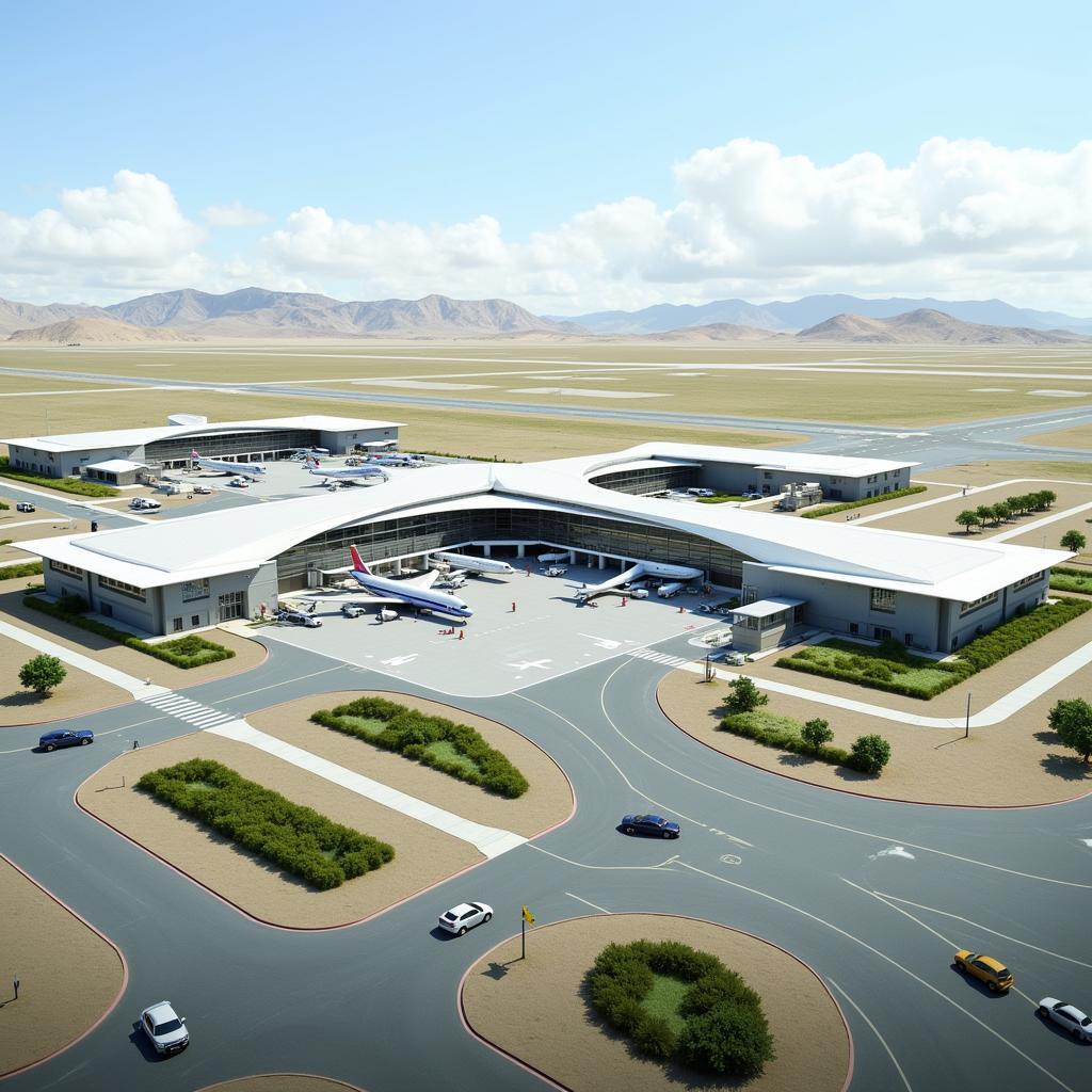 Architectural render of Dam Dam Airport's future expansion plans