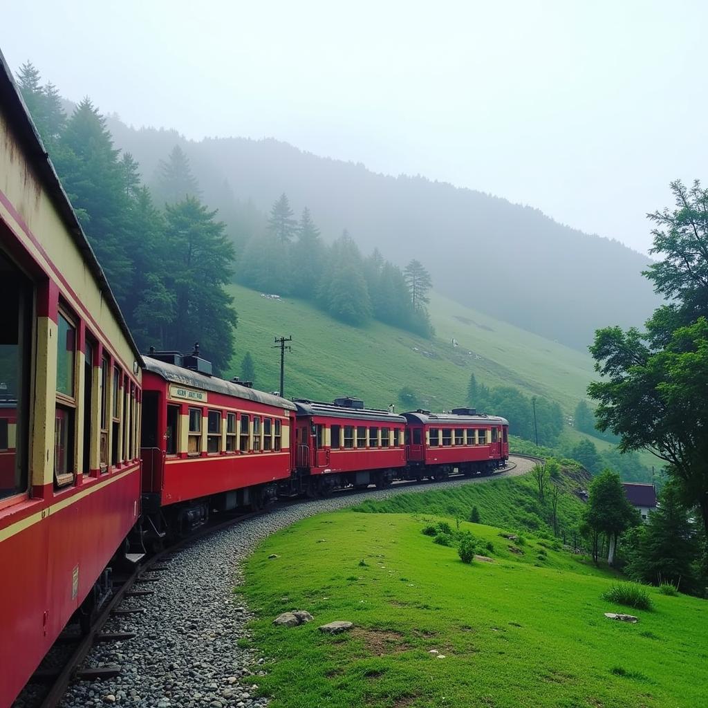 Darjeeling Himalayan Railway from Bagdogra: A scenic journey showcasing the iconic toy train traversing the hills.