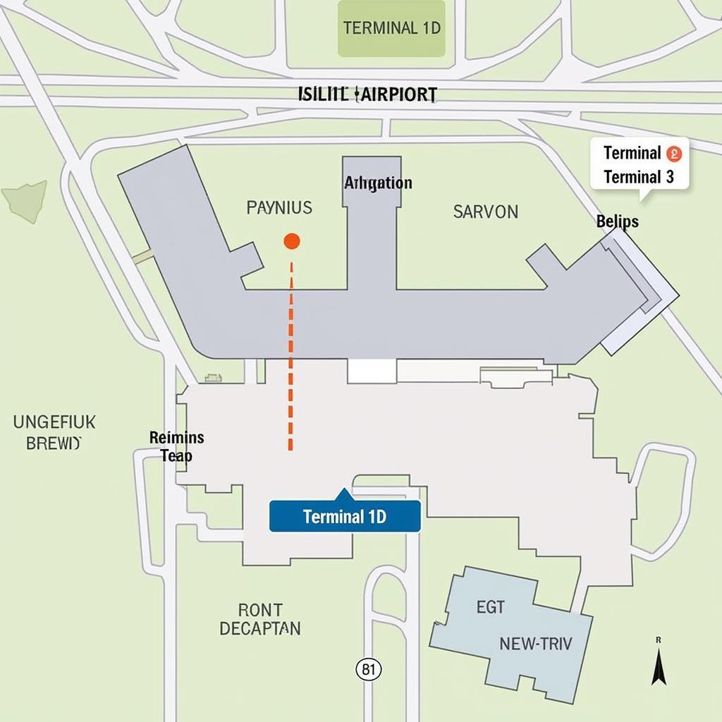 Delhi Airport Overall Layout Highlighting Terminal 1D