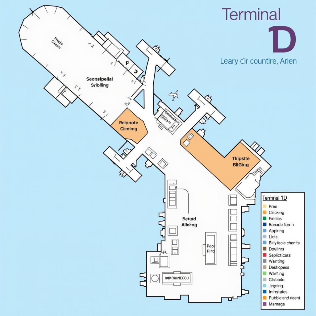 Delhi Airport Terminal 1D Layout - Detailed Map Showing Key Areas