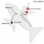 Delhi Airport Terminal Map Showing Terminals 1 and 3