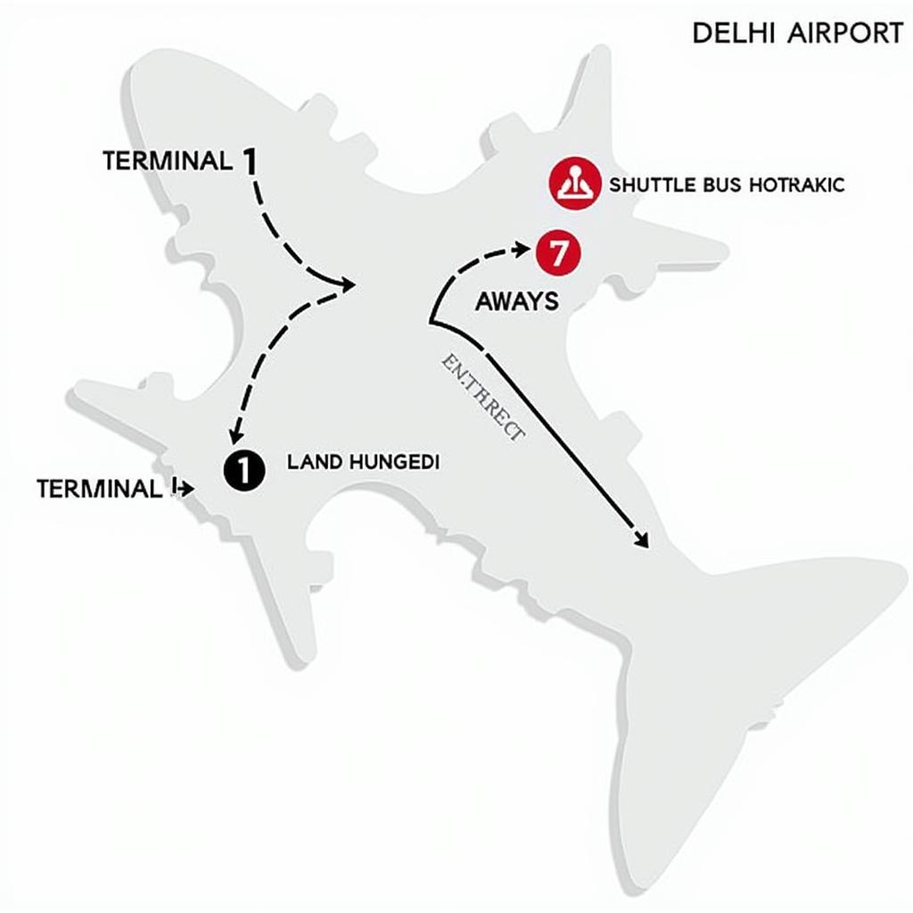 Delhi Airport Terminal Map Showing Terminals 1 and 3