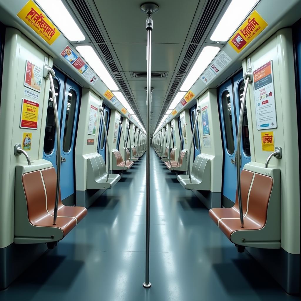 Inside of a Delhi Metro train