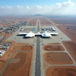 Djibouti Airport Aerial View: A modern airport facility in the heart of the Horn of Africa