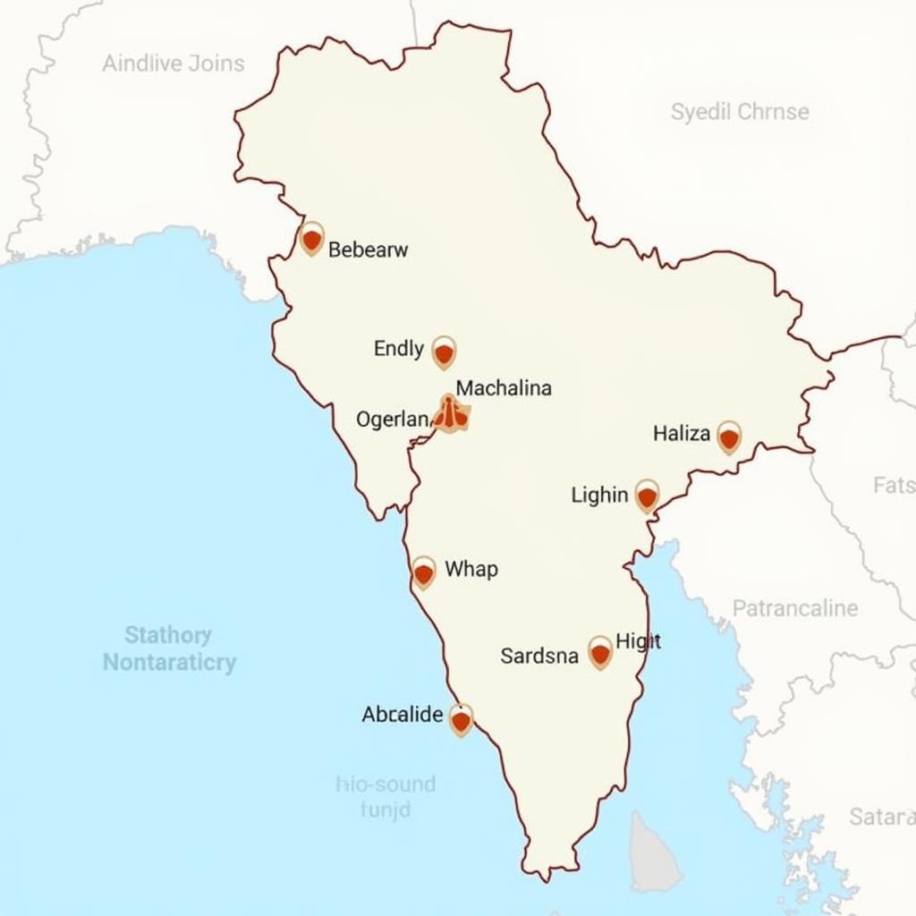 Map of Domestic Airports in Andhra Pradesh