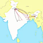 Major Domestic Airport Hubs in India Map