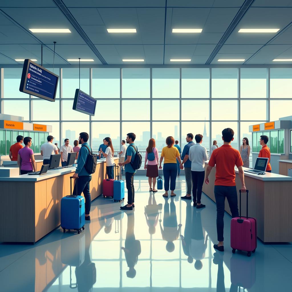 Checking in for a domestic flight in India