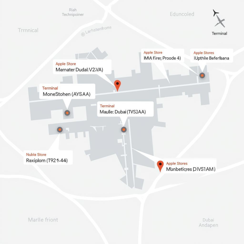 Map Showing Apple Store Locations at Dubai Airport