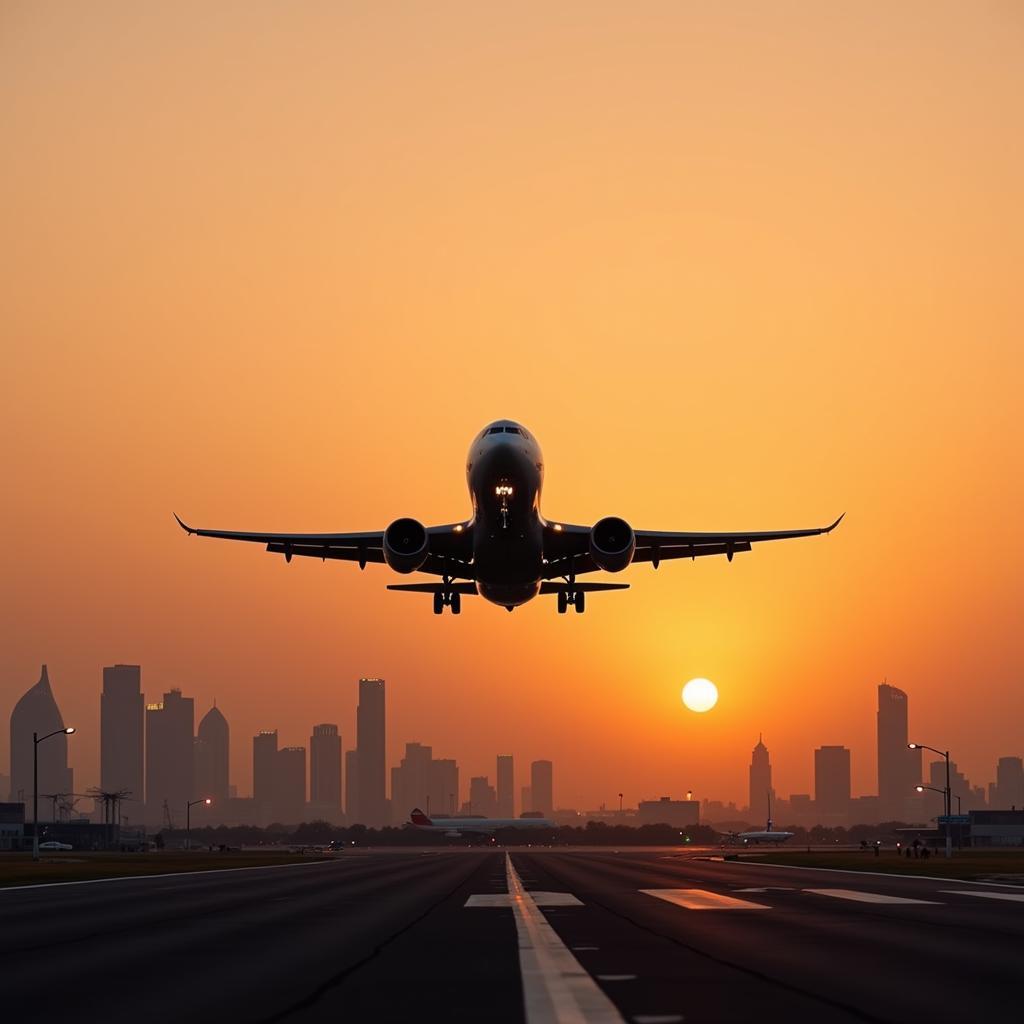 Airplane Taking Off at Dubai Airport DXB