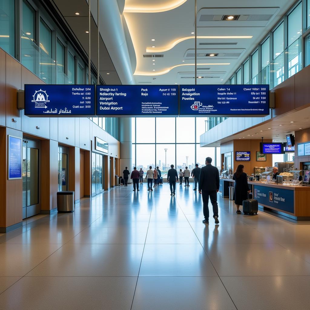 Dubai Airport Interior Navigation Signage and Passenger Amenities