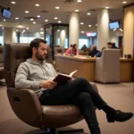 Relaxing in the Dubai Airport Lounge during a 12-hour layover