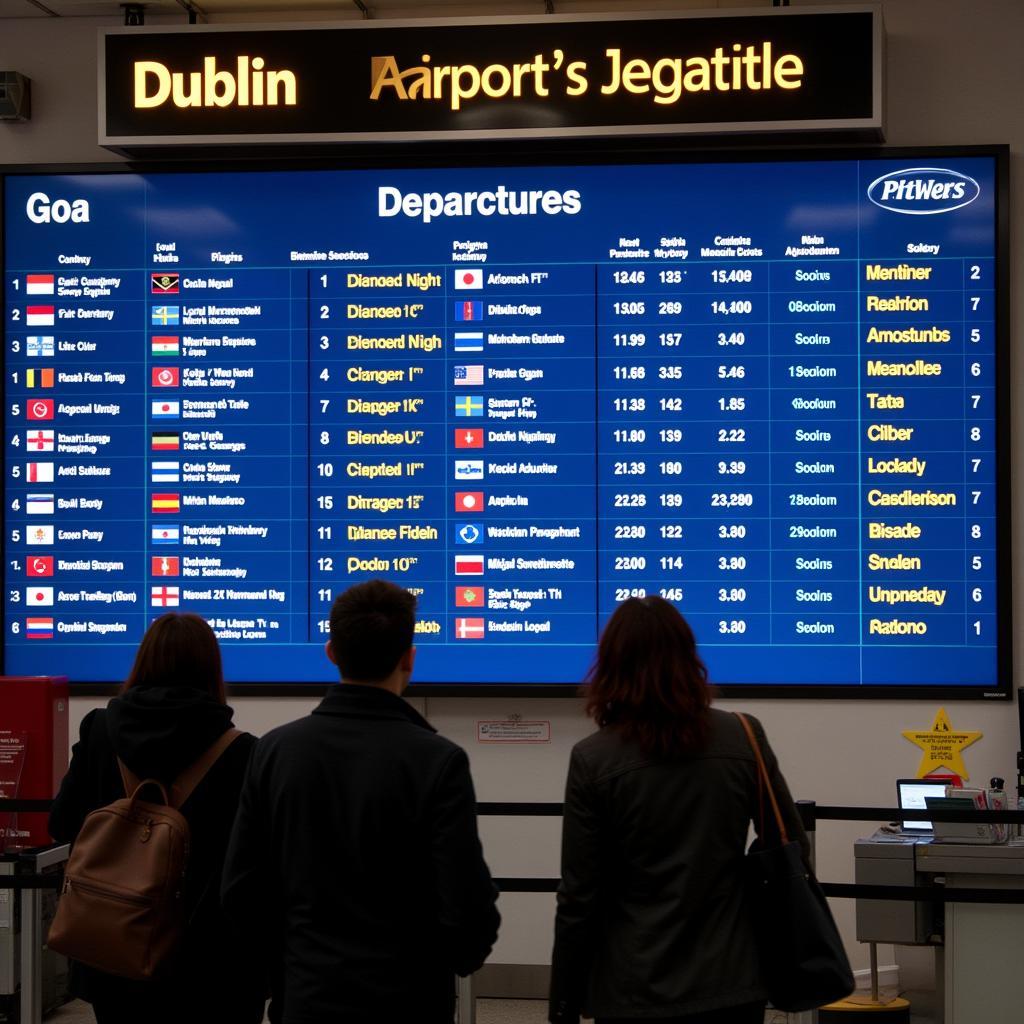 Dublin Airport Departure Board Showing Goa Flights