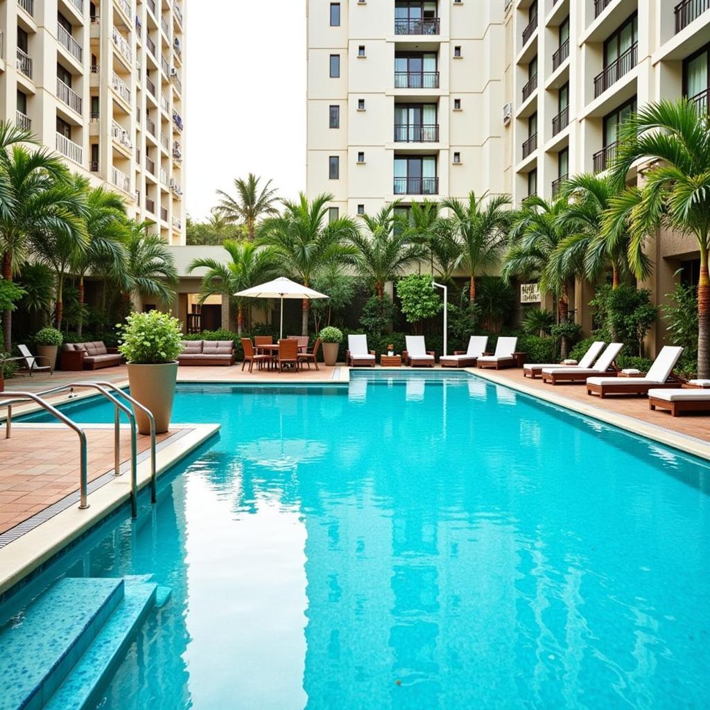 Stunning Pool Area of a Five-Star Hotel near Kempegowda International Airport