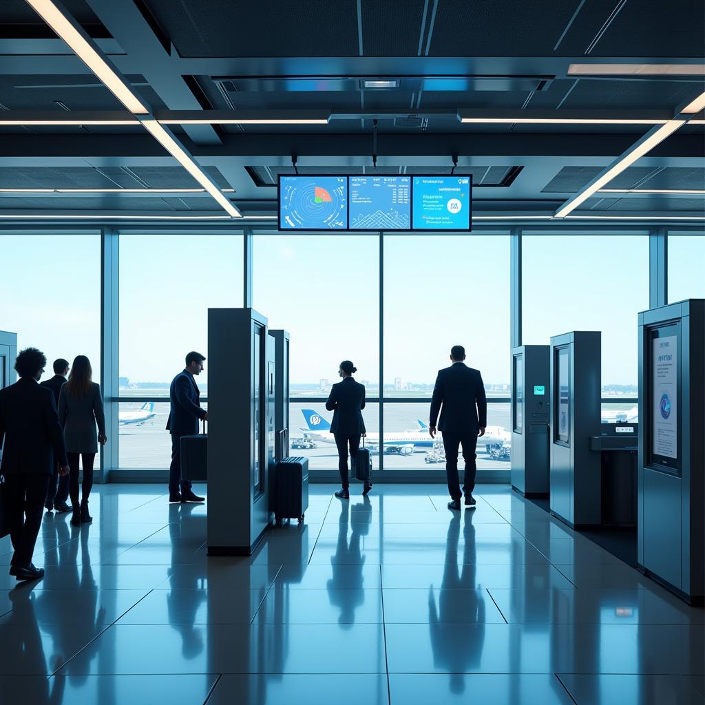 Futuristic airport terminal with integrated HBS technology