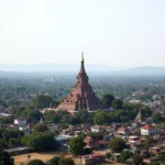 Gaya Cityscape with Mahabodhi Temple in the Background