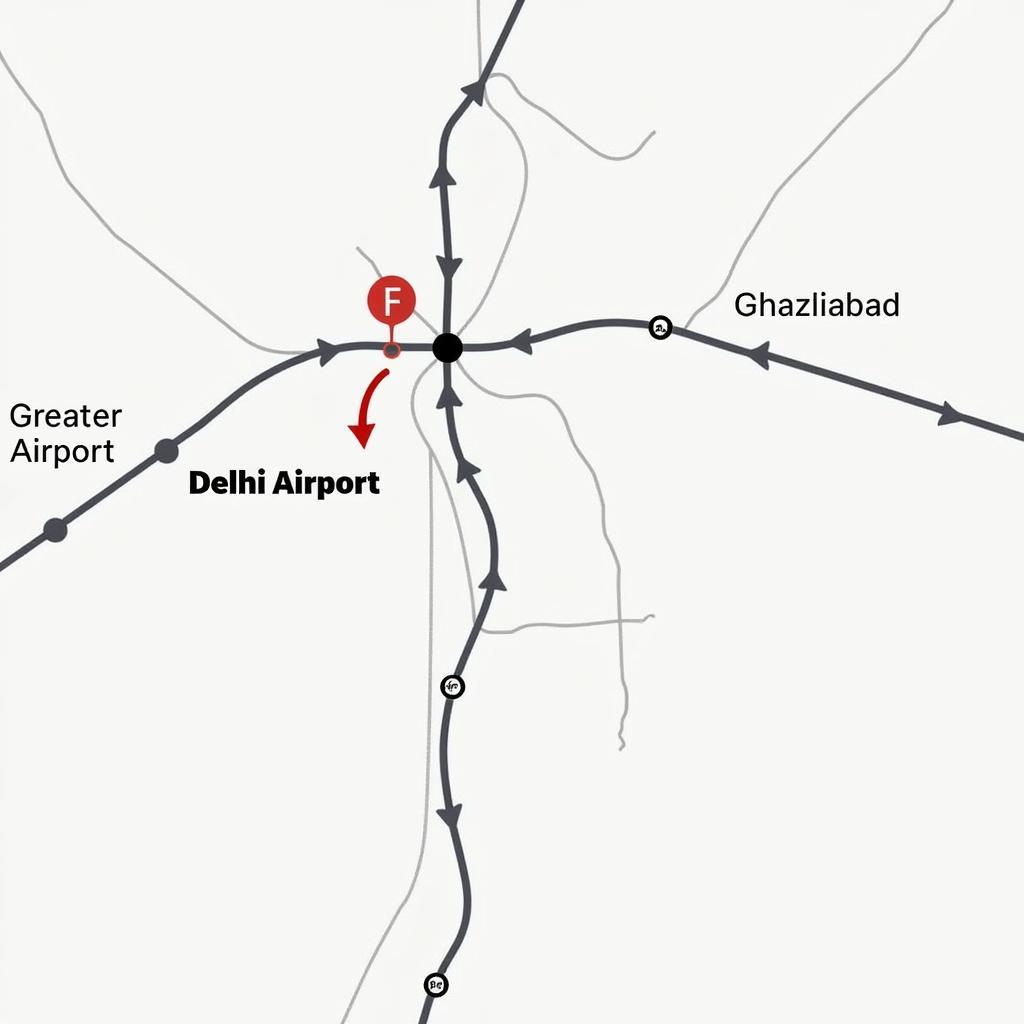 Map Showing Route from Ghaziabad to Delhi Airport